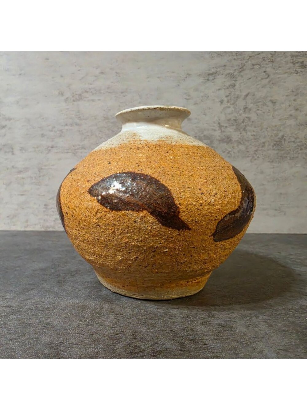 Vintage Mid Century Studio Pottery Weed Pot Vase Signed Mayer Shino Glaze 4”